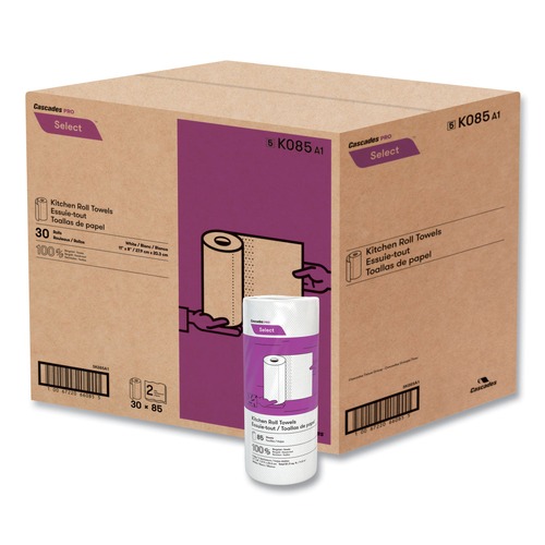 Memorial Day Savings save an extra 15%! | Cascades PRO K085 8 in. x 11 in. 2-Ply Select Kitchen Roll Towels - White (30/Carton) image number 0