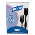 Dixie FM507 Medium-Weight Polystyrene Plastic Forks - Black (100-Piece/Box) image number 1