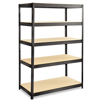 Safco 6244BL 48 in. x 24 in. x 72 in. Five-Shelf Boltless Steel/Particleboard Shelving - Black