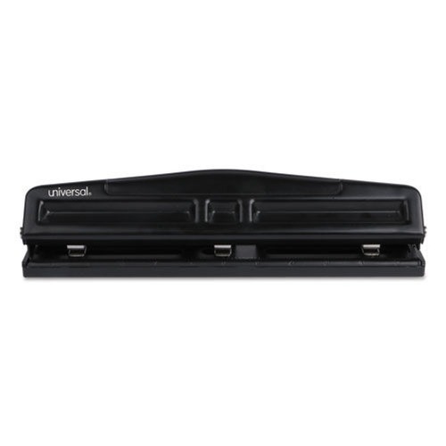Office Jansan | Universal UNV74323 Deluxe 12-Sheet Two and Three 9-3/2 in. Hole Adjustable Punch - Black image number 0