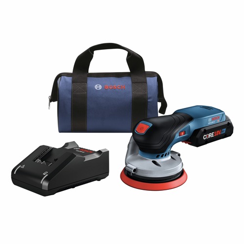 Random Orbital Sanders | Factory Reconditioned Bosch GEX18V-5B15-RT 18V Brushless 5 in. Cordless Random Orbit Sander Kit with (1) CORE18V 4 Ah Advanced Power Battery image number 0
