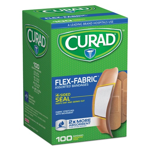 First Aid | Curad CUR0700RB Flex Fabric Bandages - Assorted Sizes (100/Box) image number 0