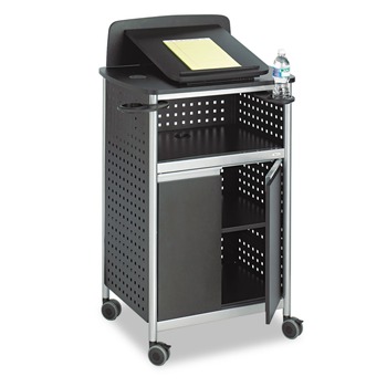 Safco 8922BL 28.75 in. x 22 in. x 49.75 in. Scoot Multipurpose Mobile Lectern - Black/Silver