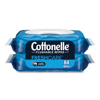 Cottonelle 35970 1-Ply 3.73 in. x 5.5 in. Fresh Care Flushable Cleansing Cloths - White (84/Pack)