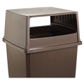 Trash & Waste Bins | Rubbermaid Commercial FG256V00BRN 23 in. x 26.63 in. x 13 in. Hooded Top without Door Rectangular Glutton Receptacle - Brown image number 1