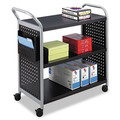 Bulk Savings Pricing 2 | Safco 5339BL 31 in. x 18 in. x 38 in. 3 Shelves 1 Bin 300 lbs. Capacity Scoot 3-Shelf Metal Utility Cart - Black/Silver image number 1