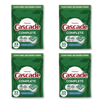 Cascade Complete ActionPacs, Fresh Scent, 17.6 oz Bag, 33 Pacs/Bag, 4 Bags/Carton