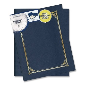 Geographics 12.5 x 9.75 Certificate/Document Cover - Navy Blue (6/Pack)