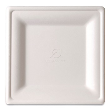 Eco-Products EP-P022NFA Vanguard 7.87 in. x 7.87 in. Renewable and Compostable Sugarcane Plates - White (500/Carton)