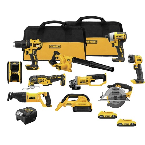 Dewalt 20V MAX Cordless 10 Tool Combo Kit with 2 Batteries 2 Ah