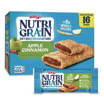 Kellogg's 1.3 oz. Bar Nutri-Grain Soft Baked Breakfast Bars - Apple-Cinnamon (16/Box)