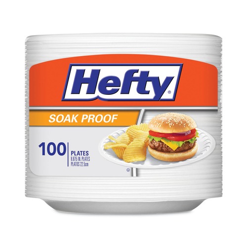 Cutlery | Hefty D28100 Soak Proof Foam 8-7/8 in. Plates (100/Pack) image number 0