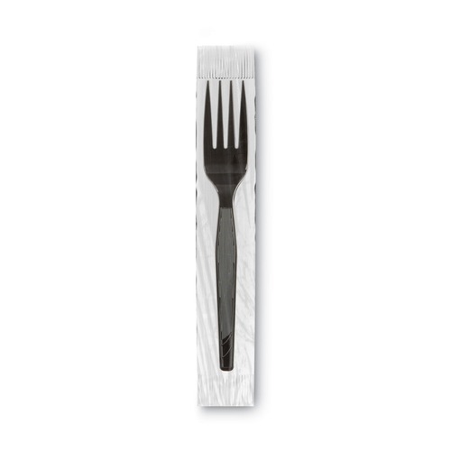 Cutlery | Dixie FM5W540 Grab'N Go Wrapped Cutlery Fork - Black (90/Pack) image number 0