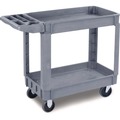 Utility Carts | Boardwalk UC4018BWK23 17.25 in. x 40 in. x 33.5 in. 2-Shelf Plastic Utility Cart - Gray image number 0