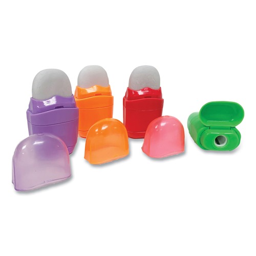 Office Jansan | Charles Leonard 80735 1 in. x 0.75 in. One-Hole Pencil Sharpener/Eraser Combo - Randomly Assorted Colors image number 0