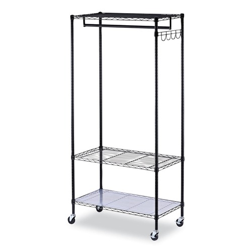Office Jansan | Alera ALEGR363618BL 36 in. W x 18 in. D x 75 in. H 30 Garments Wire Shelving Garment Rack - Black image number 0