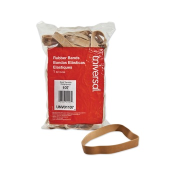 Universal 0.06 in. Gauge Size 107 Rubber Bands - Beige (40/Pack)