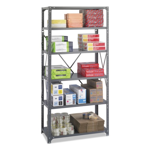  | Safco 6269 Commercial Steel Shelving Unit, Six-Shelf, 36w X 18d X 75h, Dark Gray image number 0