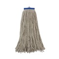 Mops | Boardwalk BWKCM22024 24 oz. Lie-Flat Cotton Fiber Mop Heads - White (12/Carton) image number 1