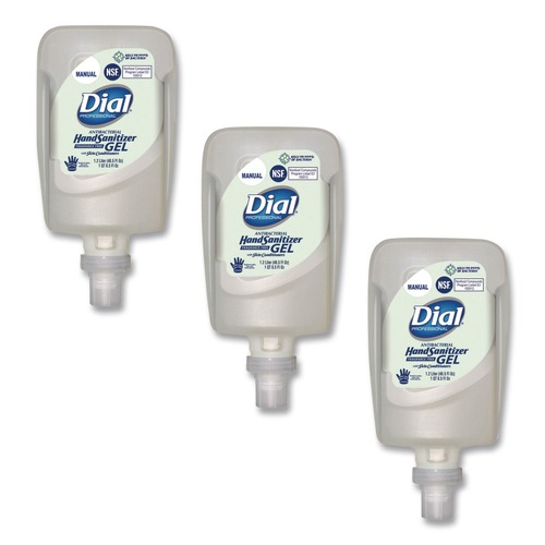 Cleaning & Janitorial Supplies | Dial Professional 16706 1.2 Liter Antibacterial Gel Hand Sanitizer Refill for FIT Manual Dispenser - Fragrance-Free (3/Carton) image number 0