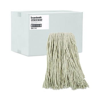 Boardwalk 16 oz. Cotton Premium Cut-End Wet Mop Heads - White (12/Carton)