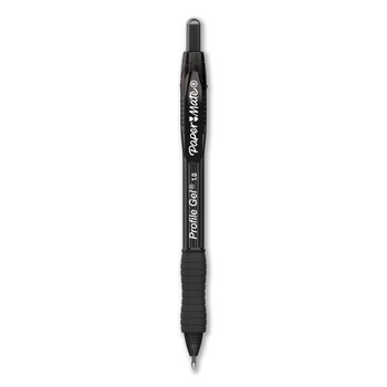 Paper Mate Profile 1 mm Retractable Gel Pen - Black Ink/Translucent Black Barrel/Bold (1-Dozen)