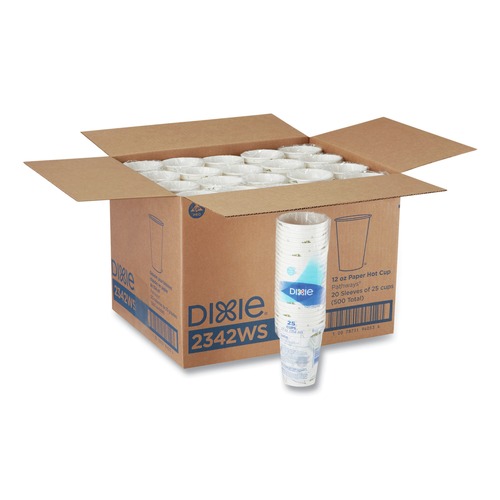 Office Jansan | Dixie 2342WS Pathways 12 oz. Paper Hot Cups (25/Bag, 20 Bags/Carton) image number 0