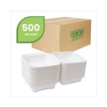 New Year New Savings! Save $25 off $150 | Eco-Products EP-HC6 6 in. x 6 in. x 3 in. Bagasse Hinged Sugarcane Clamshell Containers - White (500/Carton) image number 5