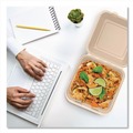 Food Trays, Containers, and Lids | Dart 90FBRHT1 9.14 in. x 9 in. x 2.98 in. ProPlanet Seal Compostable Molded Fiber Hinged Trays - Natural (200/Carton) image number 6