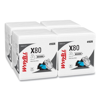 WypAll 12.5 in. x 12 in. 1/4 Fold Power Clean X80 Heavy Duty Cloths - White (200/Carton)