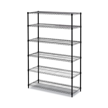 Alera NSF Certified 6-Shelf 48 in. x 18 in. x 72 in. Wire Shelving Kit - Black