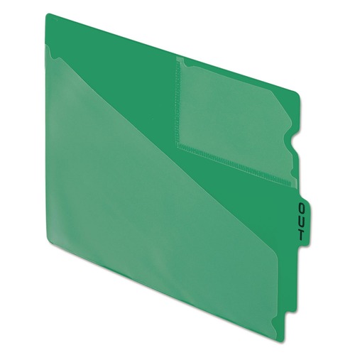 File Folders | Pendaflex 13543EE 1/3-Cut Center Position Letter Size Colored Poly End Tab Out Guides - Green (50/Box) image number 0