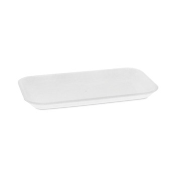 Pactiv Corp. 8.3 in. x 4.8 in. x 0.65 in. #17 Supermarket Trays - White (1000/Carton)
