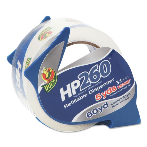 Packing Tapes | Duck 393186 HP260 1.88 in. x 60 yards 3 in. Core Packaging Tape with Dispenser - Clear (1-Roll) image number 0