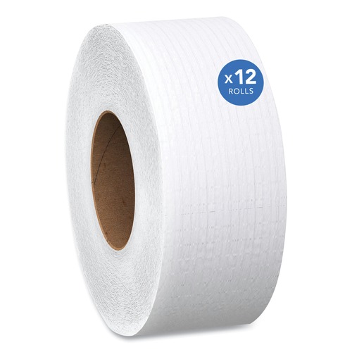 Cleaning & Janitorial Supplies | Scott 67805 2-Ply 3.55 in. x 1000 ft. Septic Safe Essential 100% Recycled Fiber JRT Bathroom Tissue for Business - White (12/Carton) image number 0