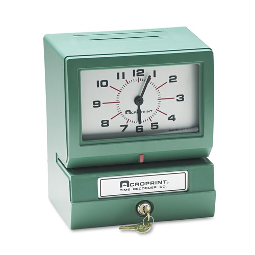  | Acroprint 01-2070-411 Model 150 Month/Date/1-12 Hours/Minutes Automatic Operation Heavy-Duty Time Recorder - Green image number 0