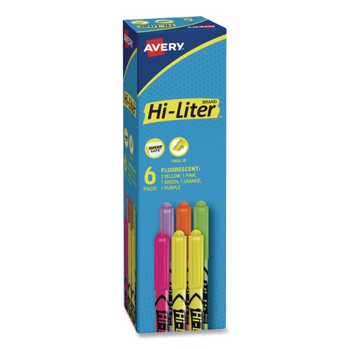 Office Jansan | Avery 23565 HI-LITER Pen-Style Chisel Tip Highlighters - Assorted Ink Colors/Assorted Barrel Colors (6/Set) image number 0
