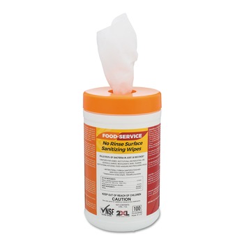 2XL 6 in. x 8 in. 1-Ply Food Service No Rinse Surface Sanitizing Wipes - White (6/Carton)