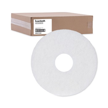 Boardwalk BWK4012WHI 12 in. Diameter Polishing Floor Pads - White (5/Carton)