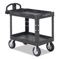 Utility Carts | Rubbermaid Commercial FG452088BLA 25.9 in. x 45.2 in. x 32.2 in. 500 lbs. Capacity 2 Lipped Shelves Heavy-Duty Plastic Utility Cart - Black image number 3