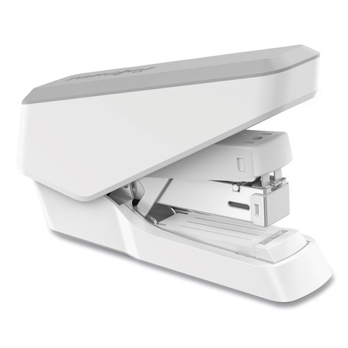 Office Staplers & Punches | Fellowes Mfg Co. 5014301 LX860 EasyPress 40-Sheet Capacity Half Strip Stapler with Antimicrobial Protection - Gray/White image number 0