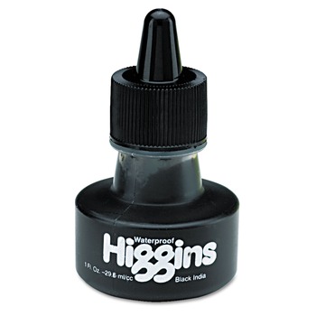 Higgins 1 oz. Bottle Waterproof Pigmented Drawing Ink - Black