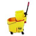 Mop Buckets | Rubbermaid Commercial 2031764 WaveBrake 2.0 Side Press 8.75-Gallon Bucket/Wringer with Drain - Yellow image number 1