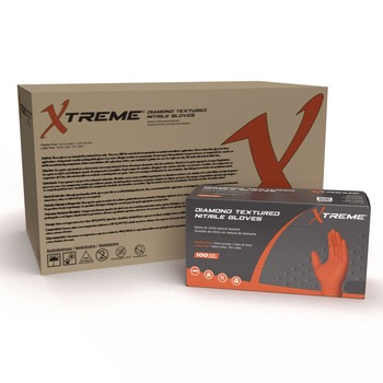 Ammex 6 mil DT Nitrile Powder-Free Disposable Gloves - Medium, Orange (1000/Carton)