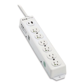 Tripp Lite Safe-IT Medical-Grade Power Strip with Antimicrobial Protection 6 Hospital-Grade Outlets USB Charging 2 ft Cord White