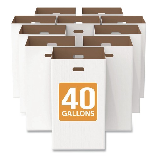 Trash & Waste Bins | Gritt Commercial GRI52040G10 40 Gallon Corrugated Cardboard Trash Can and Recycling Container, White, 10/Carton image number 0