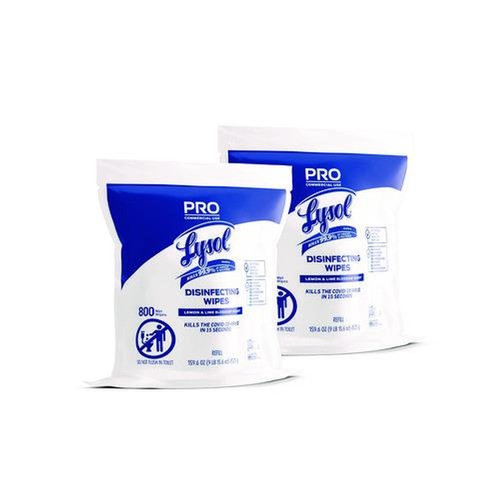 Cleaning & Janitorial Supplies | LYSOL Brand 19200-99857 6 in. x 8 in. 1-Ply Professional Disinfecting Wipe Bucket Refill - Lemon and Lime Blossom White (2/Carton) image number 0