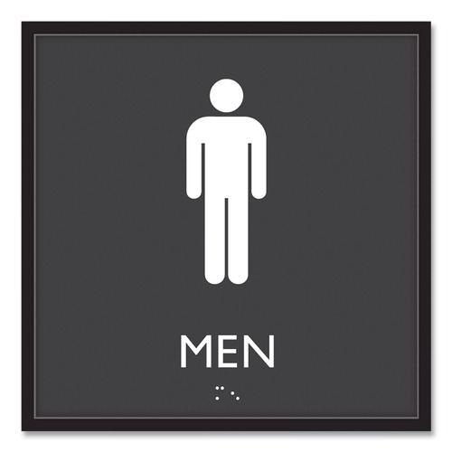 Floor Signs | Headline Sign 66914 8 in. x 8 in. Men Plastic ADA Sign - Clear/White image number 0