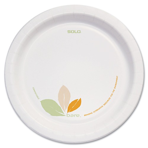  | SOLO OFMP9R-J7234 Bare Paper Eco-Forward Dinnerware, 8 1/2-in Plate, Green/tan (250/Carton) image number 0