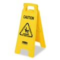 Safety Equipment | Rubbermaid Commercial FG611200YEL 11 in. x 12 in. x 25 in. Multilingual "Caution" Floor Sign - Bright Yellow image number 1